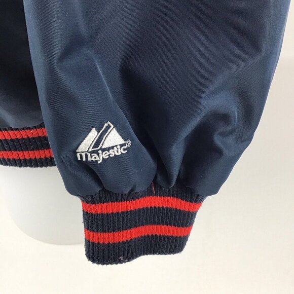 Vintage 90s Majestic Cleveland Indians Satin Bomber Jacket MLB Authentic Mens - Picture 6 of 9